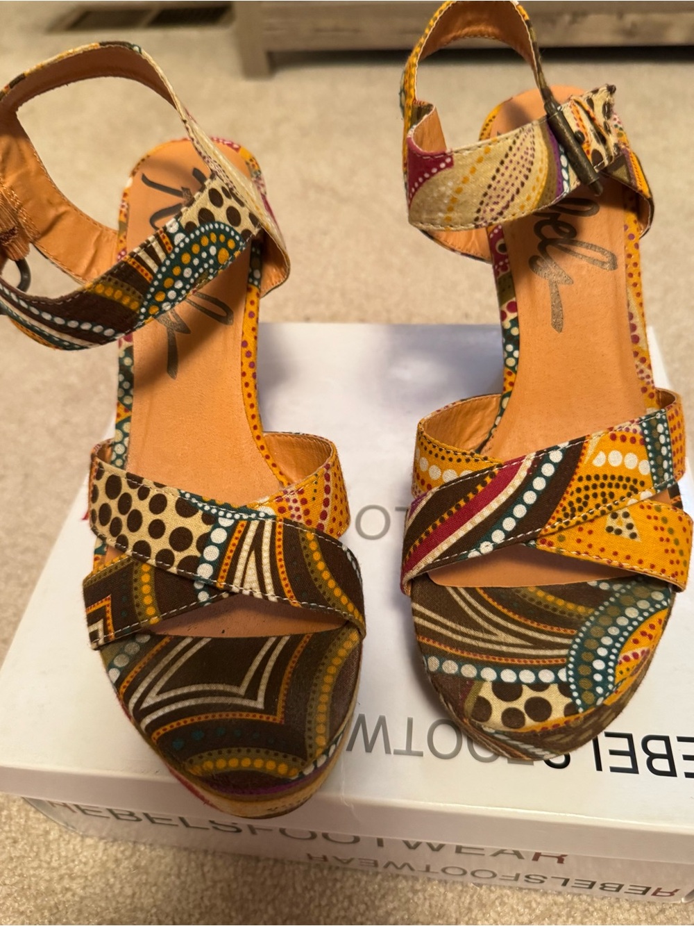 rebels Multicolor Printed Wedge Sandals